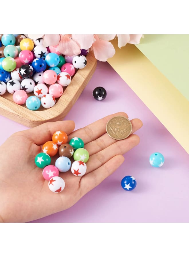 220Pcs Bubblegum Ball Acrylic Round Beads with Star 16mm Mixed Color Bulk Opaque Round Bubble Gumball Beads Chunky Spacer Beads for Jewelry Making - Image 5