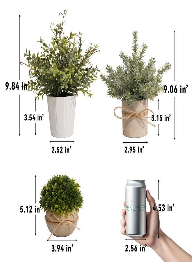 PENGYEE 4 Pack Small Fake Plants in White Pulp Pot for Home Decor, Artificial Plants Indoor, Small Faux Plants Indoor for Bathroom Bedroom Kitchen Office Farmhouse Room Shelf Decor - Image 3