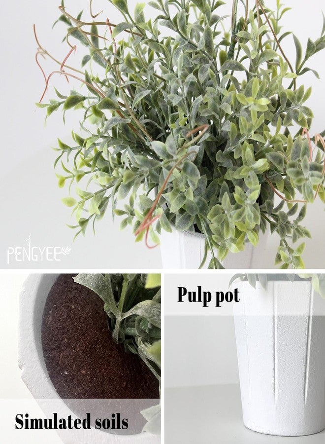 PENGYEE 4 Pack Small Fake Plants in White Pulp Pot for Home Decor, Artificial Plants Indoor, Small Faux Plants Indoor for Bathroom Bedroom Kitchen Office Farmhouse Room Shelf Decor - Image 4