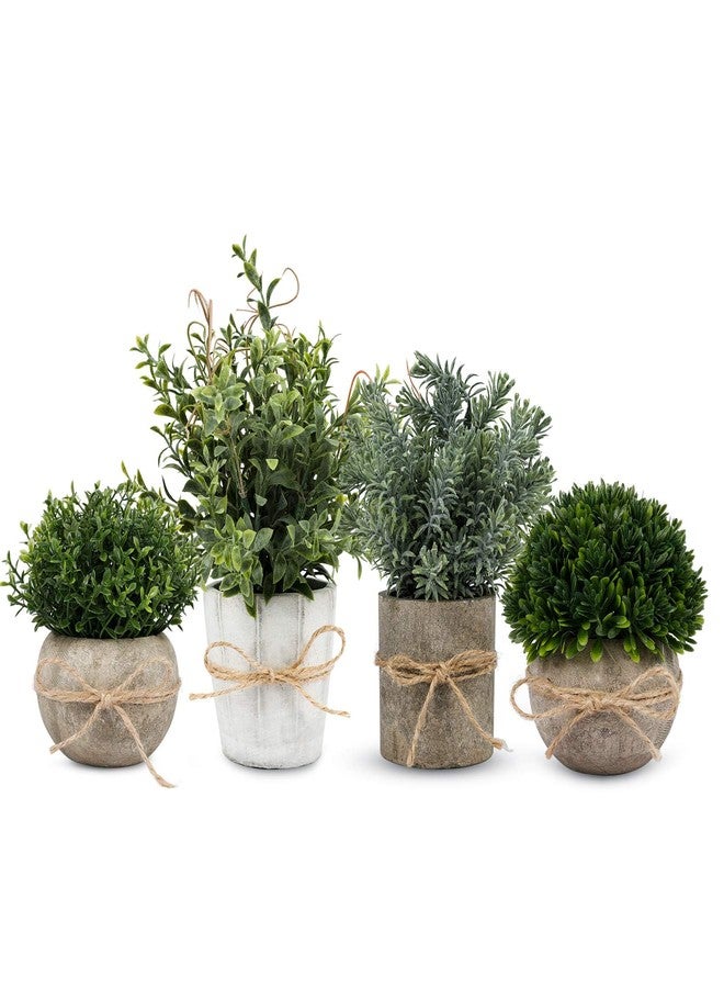 PENGYEE 4 Pack Small Fake Plants in White Pulp Pot for Home Decor, Artificial Plants Indoor, Small Faux Plants Indoor for Bathroom Bedroom Kitchen Office Farmhouse Room Shelf Decor - Image 1