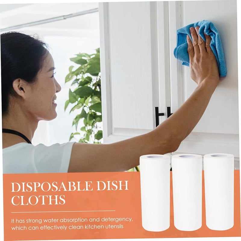 White Non Woven Kitchen Cleaning Cloths 3 Rolls Multipurpose Dish Towels Furniture Safe Wipes - Image 5