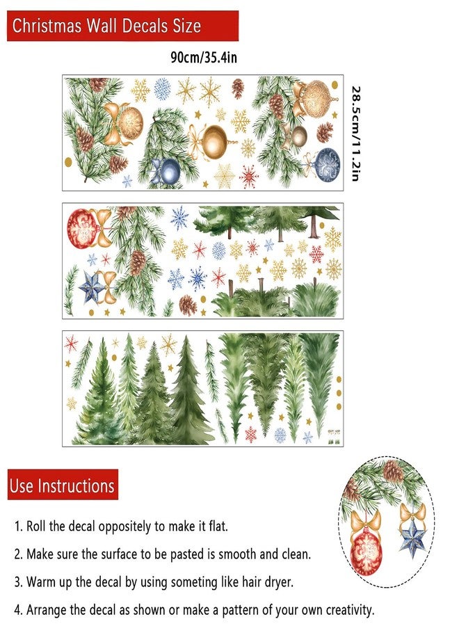 Aurbhosa Christmas Wall Sticker Christmas Tree Wall Decal Peel and Stick Snowflake Wall Decor Xmas Pine Tree Ball Wall Sticker for Living Room Bedroom Party - Image 5