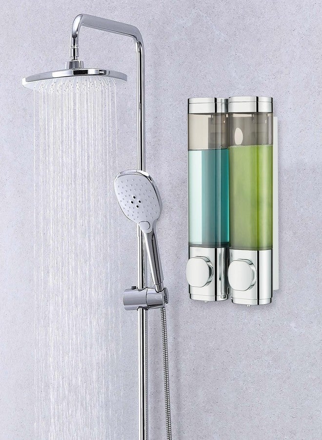 pollock Shampoo Dispensers for Shower Wall Mounted, Shower Shampoo Dispenser 2 Chamber No Drill Shampoo and Conditioner Dispenser Body Wash Dispenser for Bathroom,Large Capacity,Chrome - Image 2