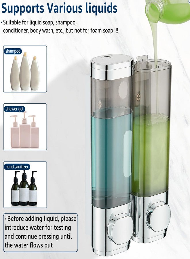 pollock Shampoo Dispensers for Shower Wall Mounted, Shower Shampoo Dispenser 2 Chamber No Drill Shampoo and Conditioner Dispenser Body Wash Dispenser for Bathroom,Large Capacity,Chrome - Image 4