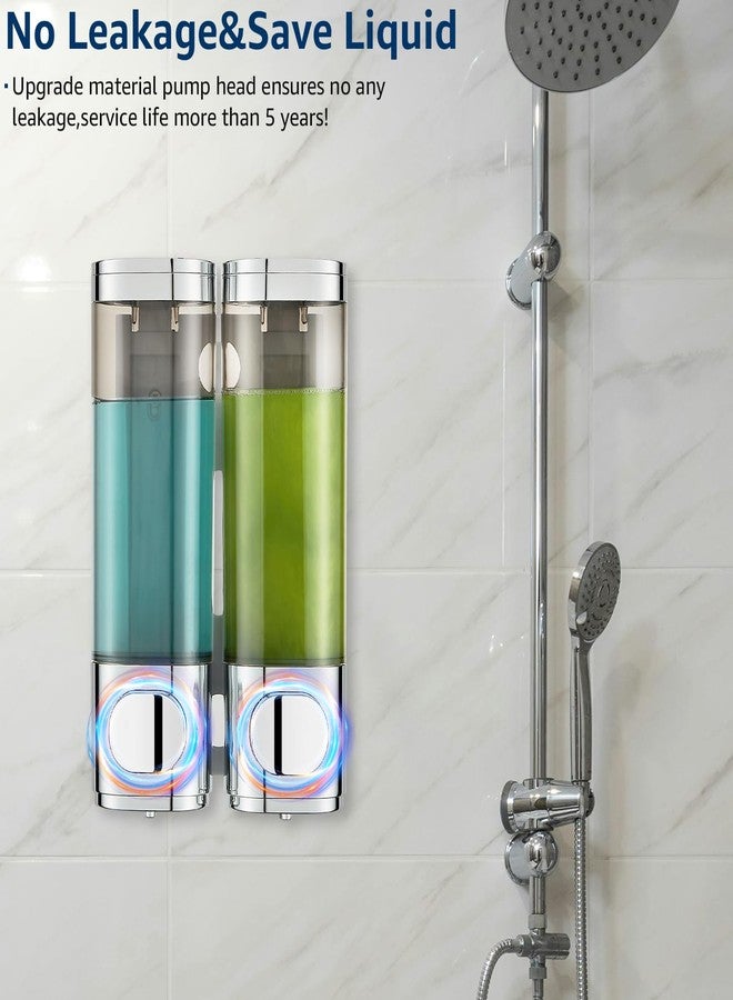 pollock Shampoo Dispensers for Shower Wall Mounted, Shower Shampoo Dispenser 2 Chamber No Drill Shampoo and Conditioner Dispenser Body Wash Dispenser for Bathroom,Large Capacity,Chrome - Image 3
