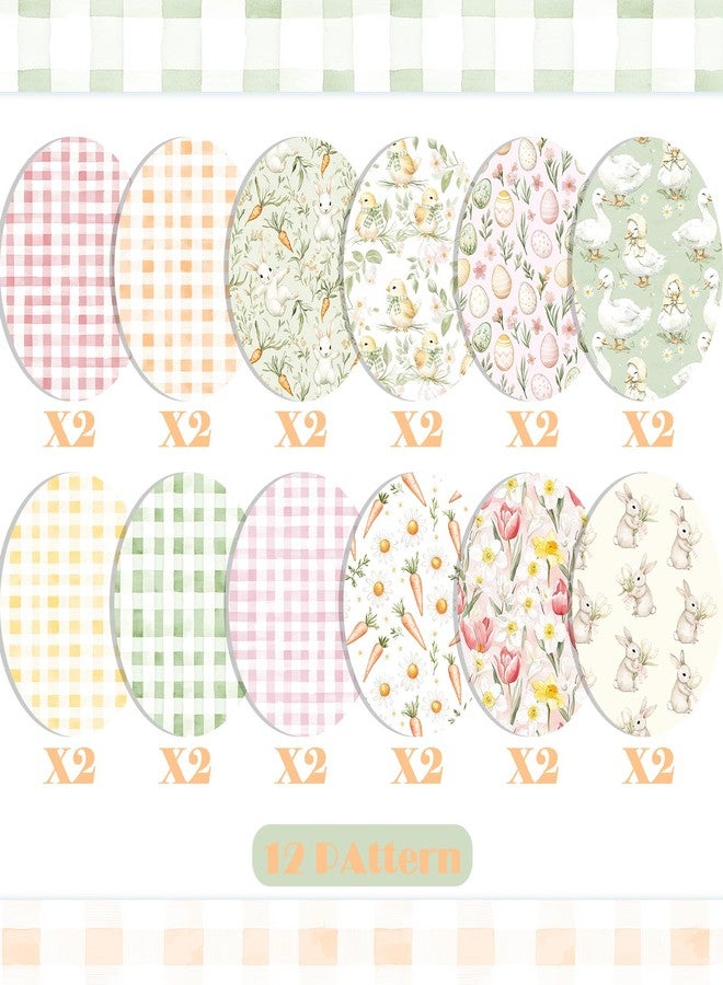 Fabllewavi 24 Sheets Watercolor Easter Scrapbook Paper, Bunny Eggs Duck Flowers and Carrots Patterns Decorative Craft Paper Folded Flat for Easter Card Making Spring Party Photo Album Decor, 12'' x 12'' - Image 3