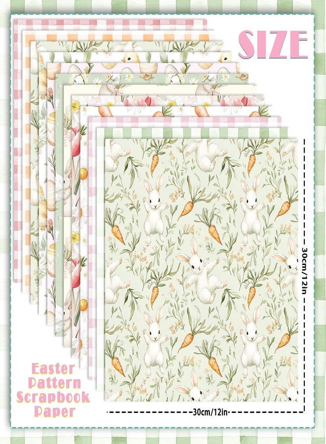 Fabllewavi 24 Sheets Watercolor Easter Scrapbook Paper, Bunny Eggs Duck Flowers and Carrots Patterns Decorative Craft Paper Folded Flat for Easter Card Making Spring Party Photo Album Decor, 12'' x 12'' - Image 2