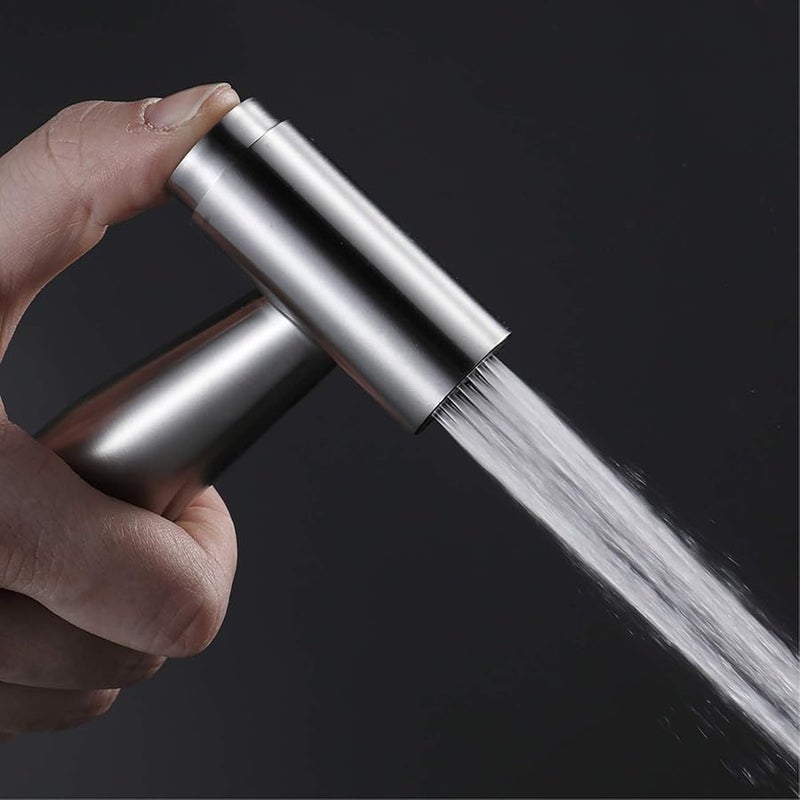 Brushed Stainless Steel Handheld Bidet Sprayer Kit with Hose and Holder - Image 4