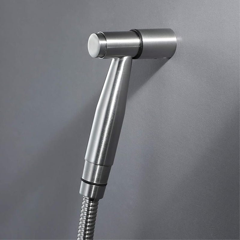 Brushed Stainless Steel Handheld Bidet Sprayer Kit with Hose and Holder - Image 3
