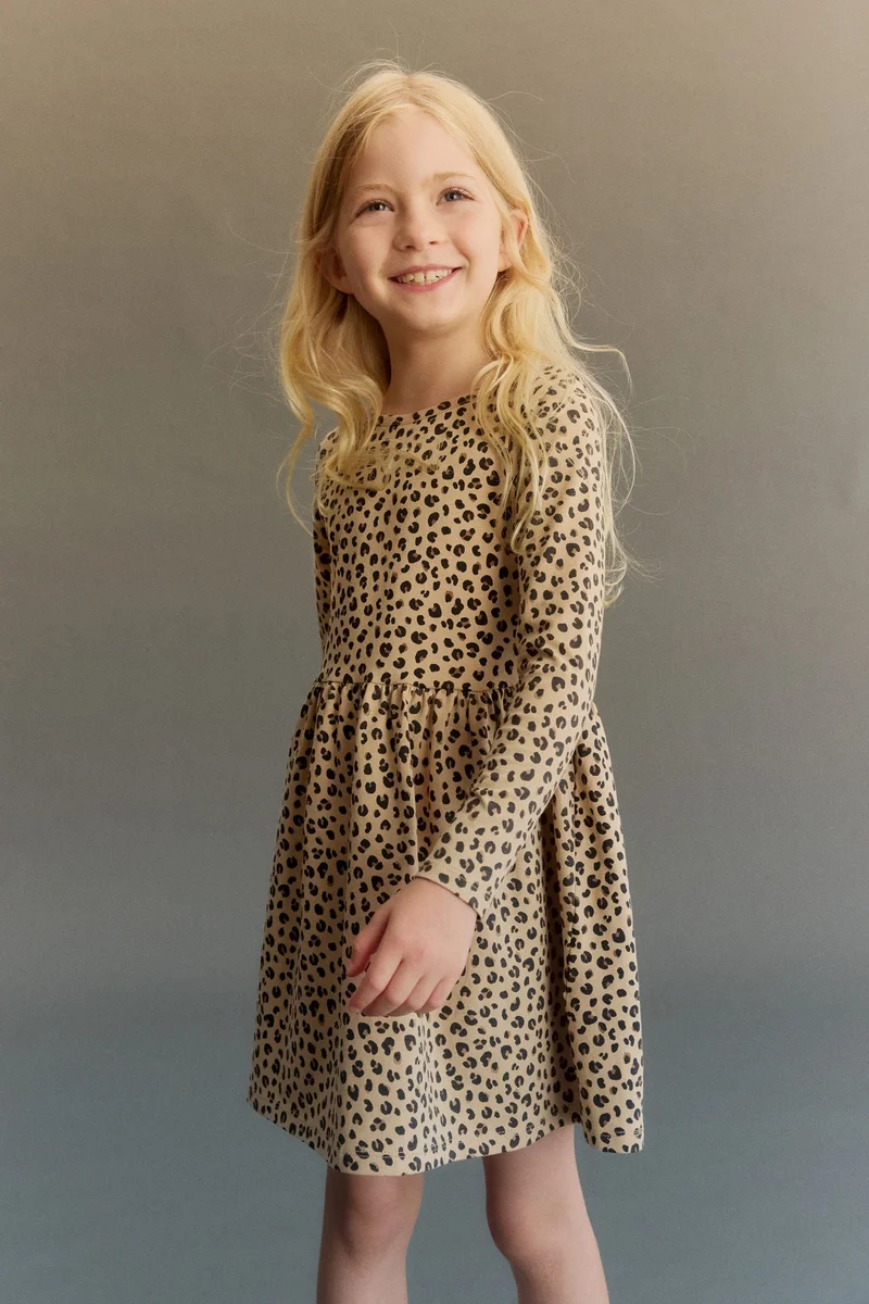 اتش اند ام فستان قطني مزين بطبعة