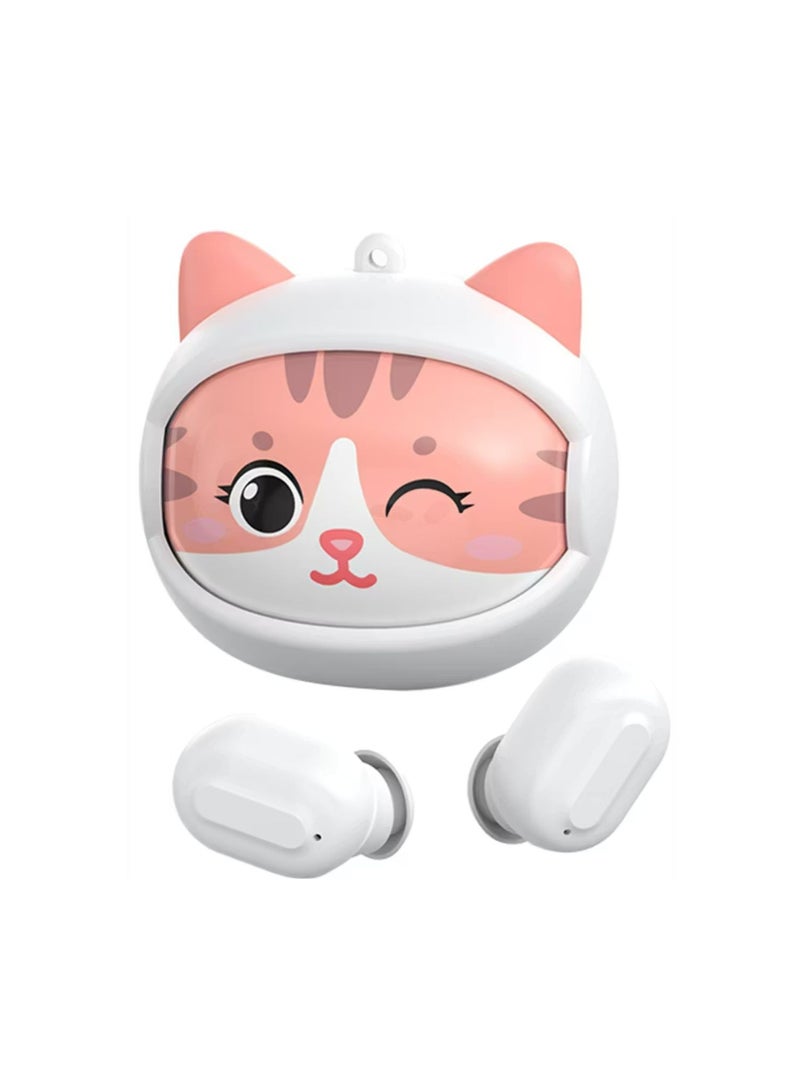 جرين ليون سماعات أذن لاسلكية حقيقية من كيتي بيتس بثلاثة وجوه مخصصة، وبلوتوث 5.4، وتحكم باللمس، ومساعد صوتي، وجودة مكالمات واضحة، ومنفذ شحن من النوع C - أبيض - Image 1