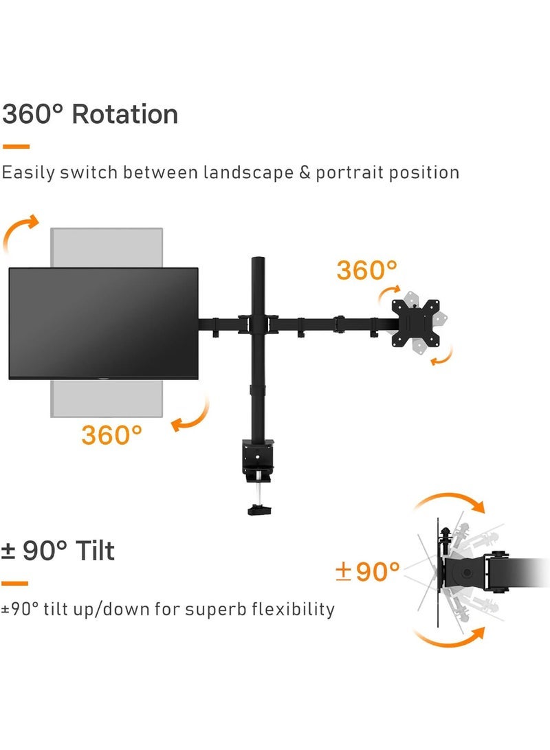 Captaintech Mount Stand Dual LCD LED Monitor Arm for Desk Heavy Duty Gaming Monitor Stand Fully Adjustable Arms Hold 2 Screens up to 27 inches - Image 4