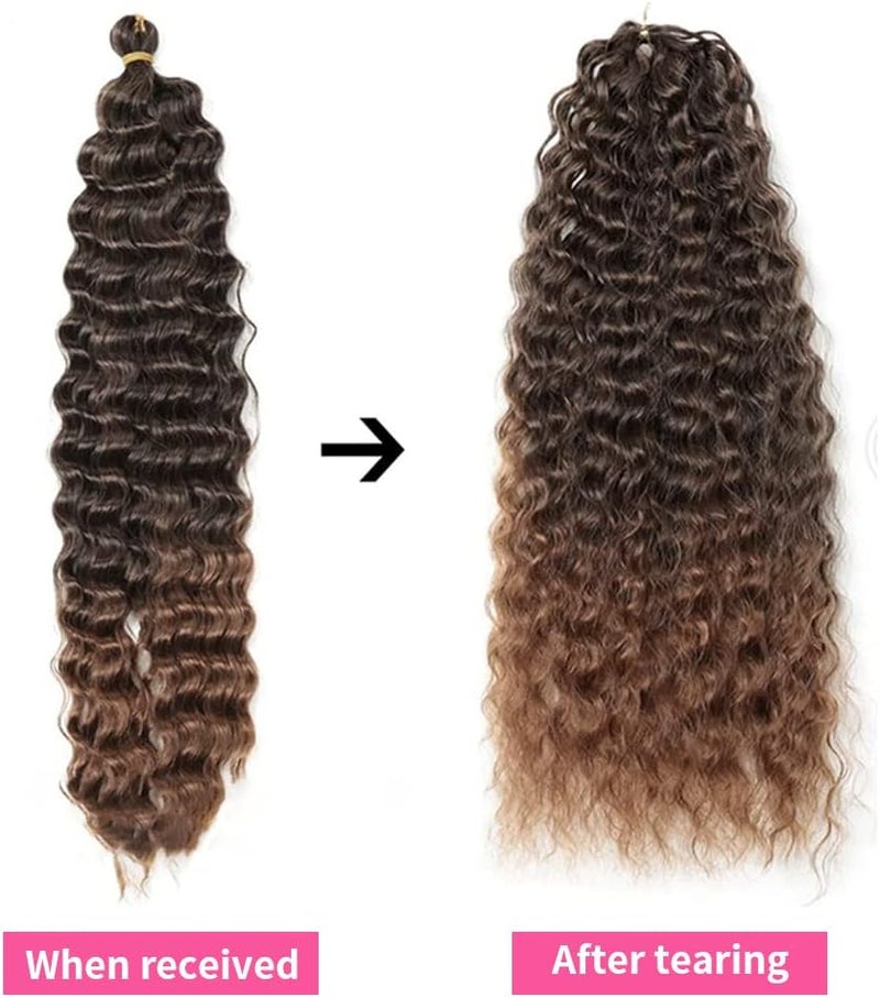 DSOAR 22 Inch 3 Packs Deep Twist Crochet Hair Ocean Wave Curly Bohemian Crochet Braids Deep Wave Hair Bundles Synthetic Hair Extensions for Women Girls - Image 4