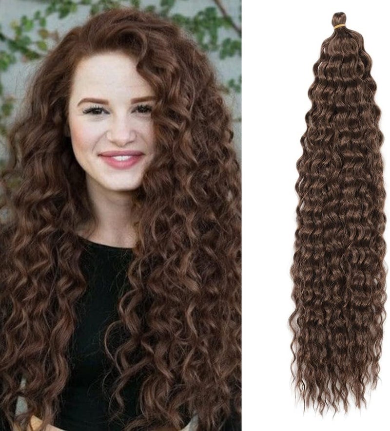 DSOAR 22 Inch 3 Packs Deep Twist Crochet Hair Ocean Wave Curly Bohemian Crochet Braids Deep Wave Hair Bundles Synthetic Hair Extensions for Women Girls - Image 1