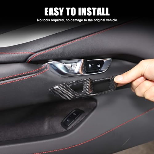 TOYCIDFG Door Inner Handle Lock Frame Cover Trim Compatible with C8 Corvette 2020-2026, Carbon Fiber Door Lock Switch Button Cover Trim Accessories (Black) - Image 3