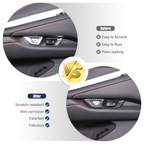 TOYCIDFG Door Inner Handle Lock Frame Cover Trim Compatible with C8 Corvette 2020-2026, Carbon Fiber Door Lock Switch Button Cover Trim Accessories (Black) - Image 2