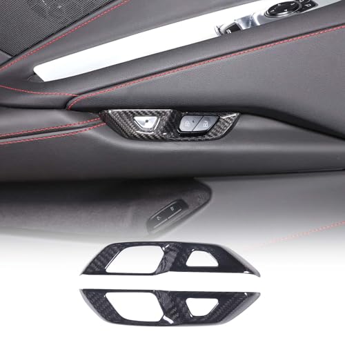 TOYCIDFG Door Inner Handle Lock Frame Cover Trim Compatible with C8 Corvette 2020-2026, Carbon Fiber Door Lock Switch Button Cover Trim Accessories (Black) - Image 1