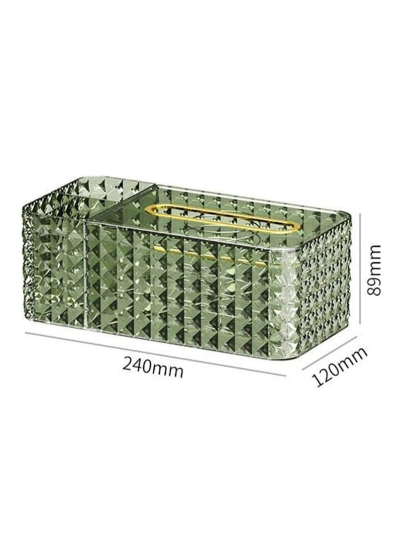 Generic - Acrylic Tissue Box Organizer and Holder with Lid, Multi-Purpose Organizer for Remote, Toiletries, and Facial Tissue Holder in Rectangular Shape for Home, Restaurant, Office, and Car (Clear Gold) - Image 1