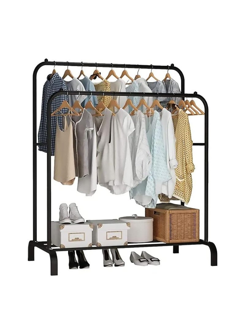 BLOOMING TIME Multifunctional Metal Garment Rack with Shelf – Organize and Display Clothes in Style - Image 1