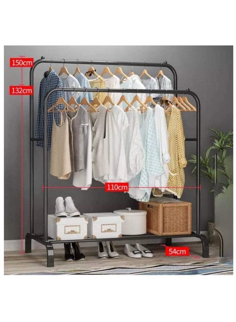 BLOOMING TIME Multifunctional Metal Garment Rack with Shelf – Organize and Display Clothes in Style - Image 2