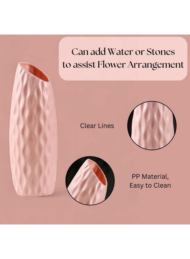 Ascension مزهرية زهور بلاستيكية بأشكال مختلفة لتزيين ديوالي مزهرية للمنزل والمكتب وغرفة النوم وغرفة المعيشة مزهرية غير قابلة للكسر لتزيين الزاوية والطاولة والشرفة (وردي) - Image 4
