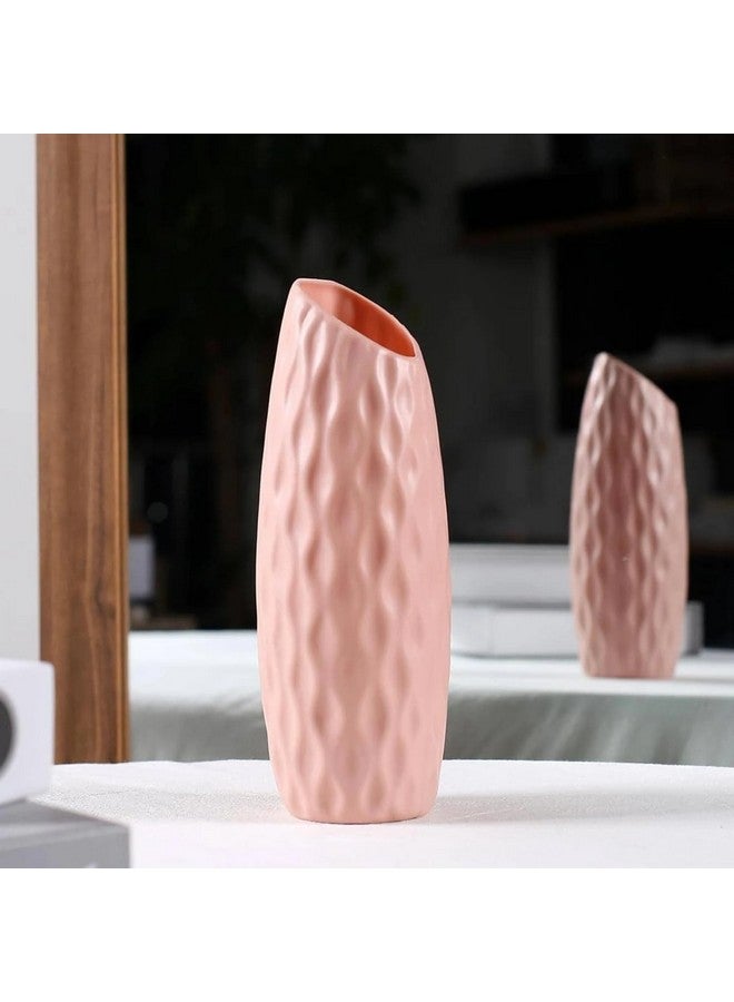 Ascension مزهرية زهور بلاستيكية بأشكال مختلفة لتزيين ديوالي مزهرية للمنزل والمكتب وغرفة النوم وغرفة المعيشة مزهرية غير قابلة للكسر لتزيين الزاوية والطاولة والشرفة (وردي) - Image 1