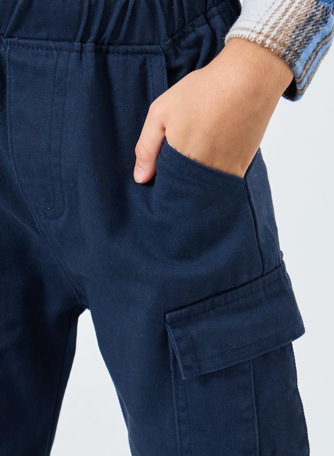 Styli Boys Navy Solid Cargo Joggers - Image 3