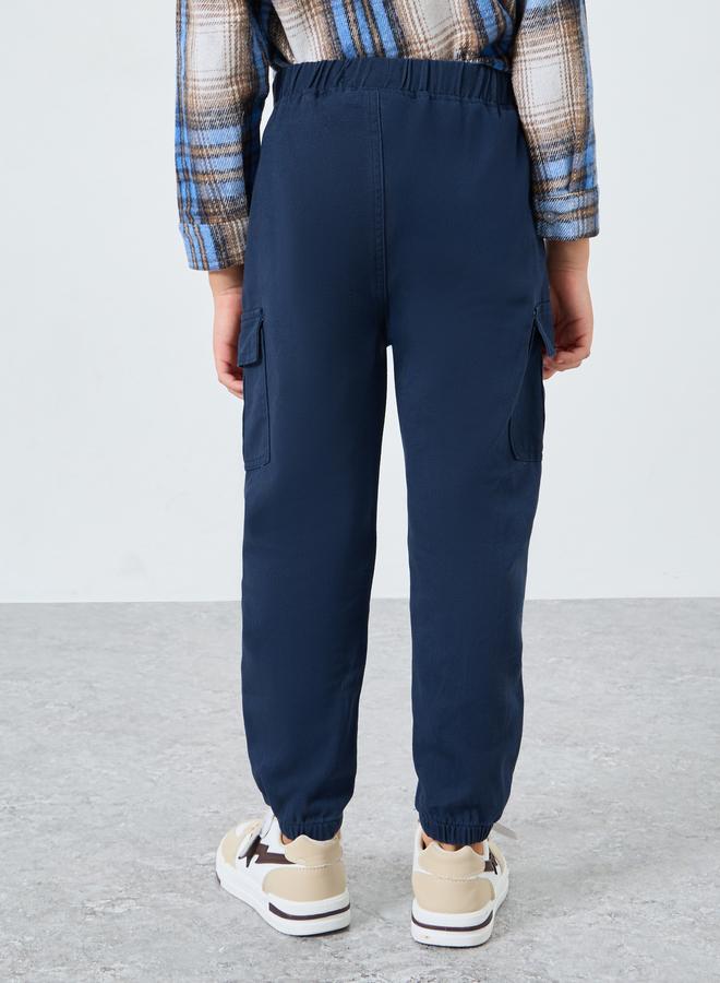 Styli Boys Navy Solid Cargo Joggers - Image 4