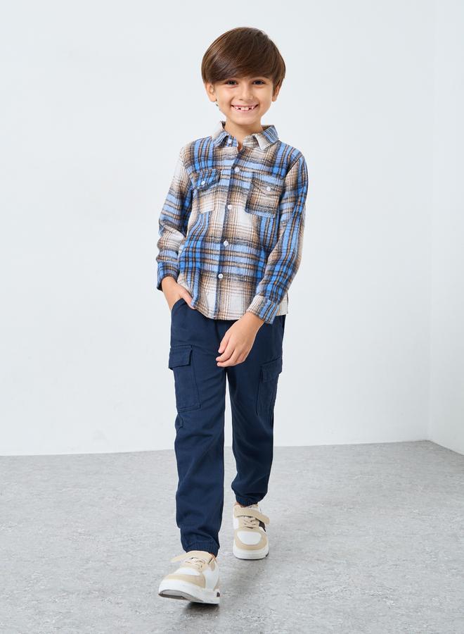 Styli Boys Navy Solid Cargo Joggers - Image 2