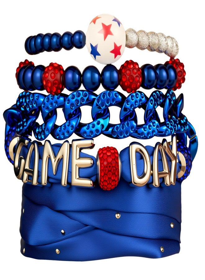 DoDoBeads Game Day Scarf Bracelet Set for Women, 3-Pack Layered Statement Bracelets, Team Color Wrap Jewelry for Game Day Outfit, Wear as Bracelet Necklace Hat Band or Bag Charm, Gift Box Included - Image 1