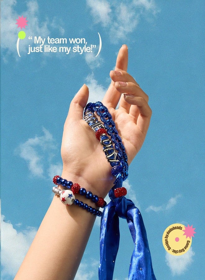 DoDoBeads Game Day Scarf Bracelet Set for Women, 3-Pack Layered Statement Bracelets, Team Color Wrap Jewelry for Game Day Outfit, Wear as Bracelet Necklace Hat Band or Bag Charm, Gift Box Included - Image 2