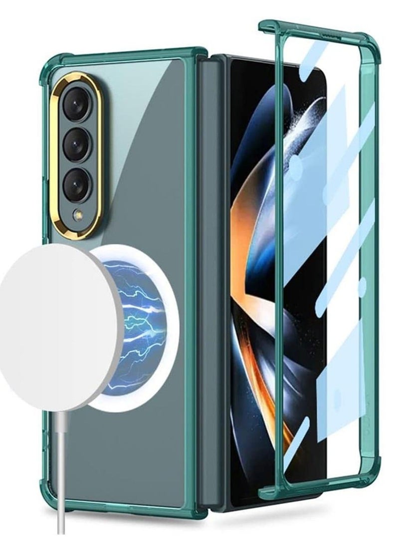 كابتن تيك Magnetic Case for Galaxy Z Fold 4 Compatible with Magsafe, Slim Transparent Phone Support Wireless Charger, Shockproof Hard PC Protective Cover 5G 2022 - Image 1