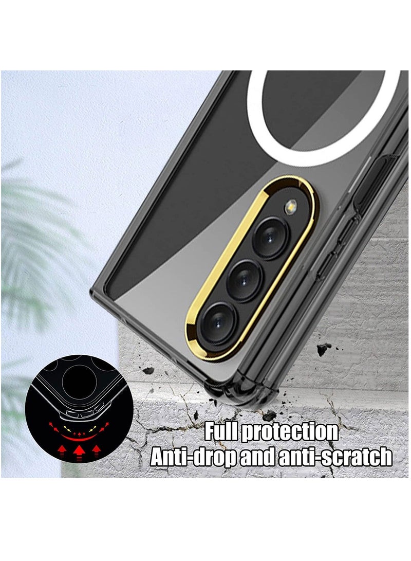 كابتن تيك Magnetic Case for Galaxy Z Fold 4 Compatible with Magsafe, Slim Transparent Phone Support Wireless Charger, Shockproof Hard PC Protective Cover 5G 2022 - Image 5