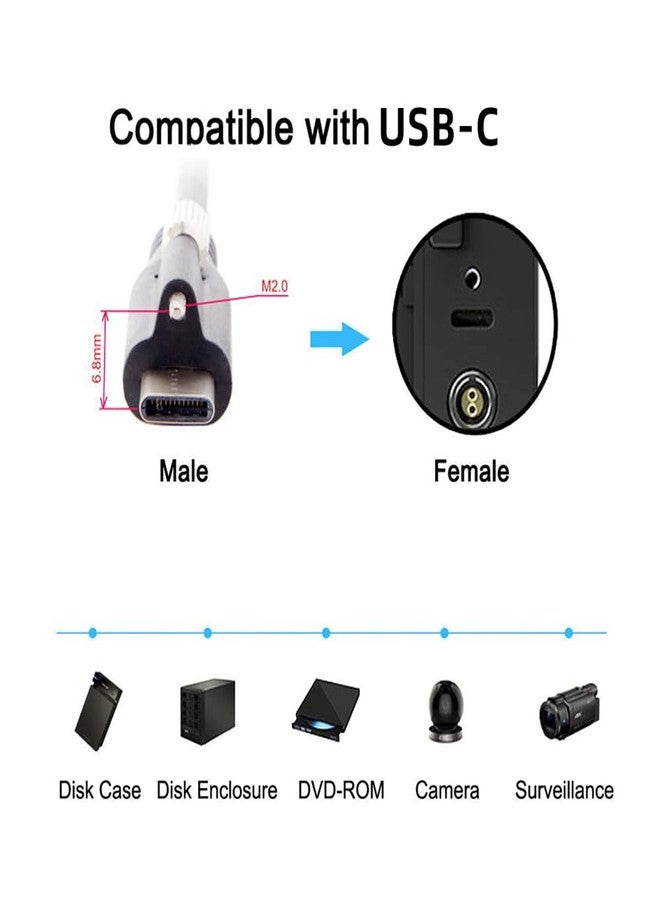 cablecc USB 3.1 Type-C with Panel Mount Screw to Standard USB3.0 Data Cable Locking Connector for Camera 3M - Image 4