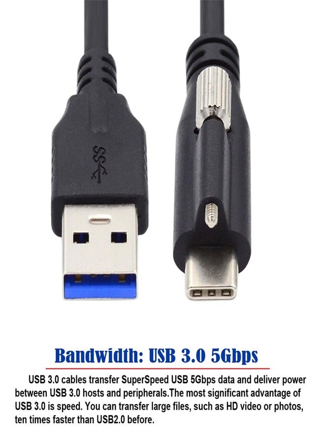 cablecc USB 3.1 Type-C with Panel Mount Screw to Standard USB3.0 Data Cable Locking Connector for Camera 3M - Image 2