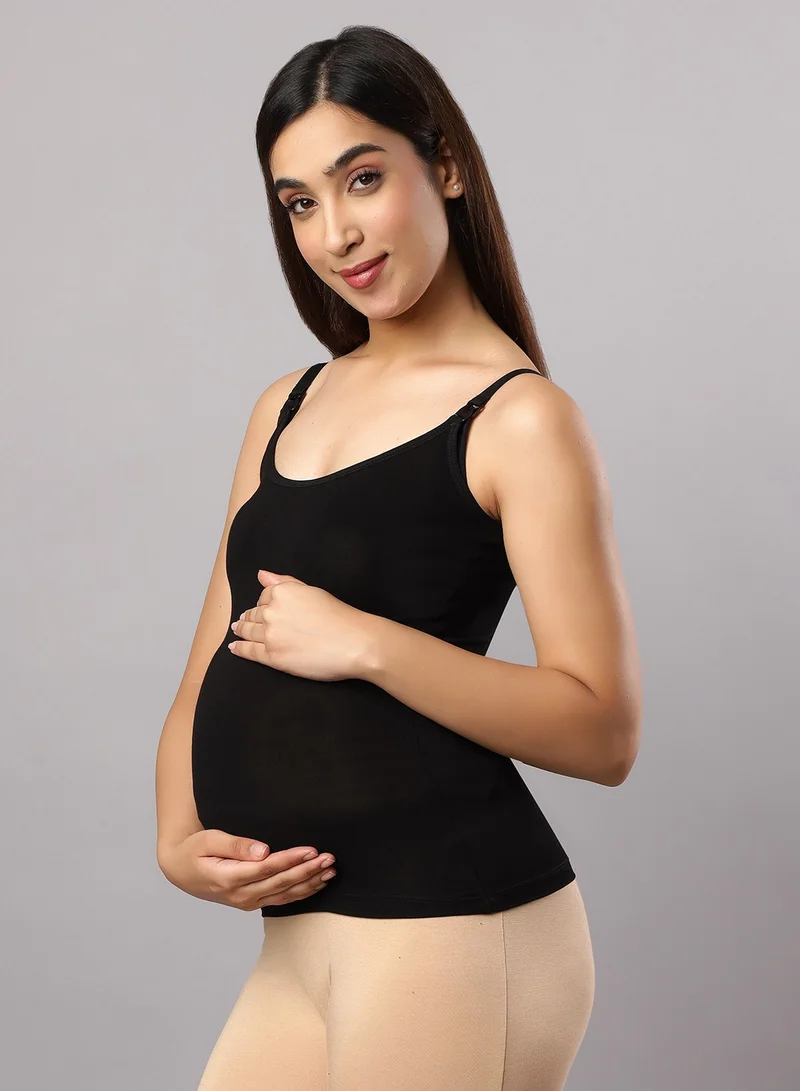 TUMMY Seemless Maternity & Nursing Feeding Support Vest - Black