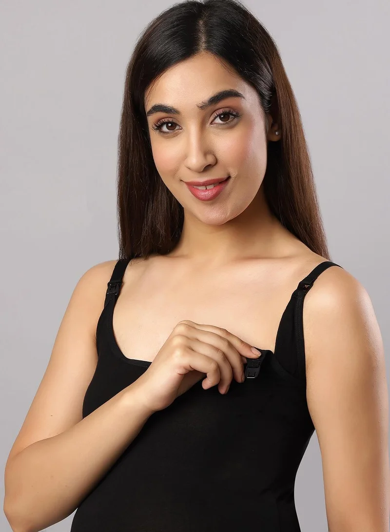 TUMMY Seemless Maternity & Nursing Feeding Support Vest - Black