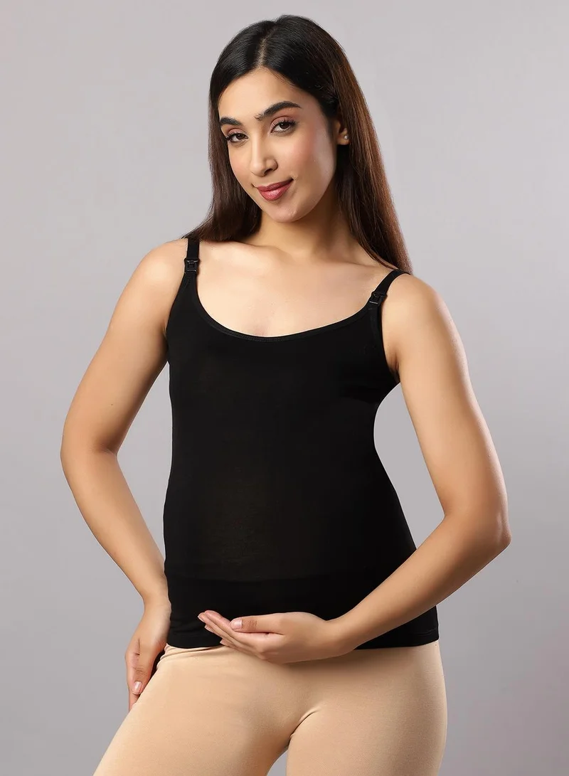 TUMMY Seemless Maternity & Nursing Feeding Support Vest - Black