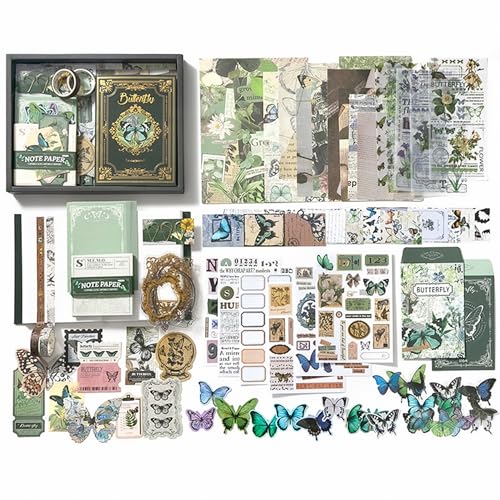 The AutoStory Enchanted Scrapbook Kit A6 Junk Journal Woodland Botanical Stickers Tree Decorative Papers Washi Tape DIY Craft Art Keepsake Memory Decor Gift Women Teens (Forest Legend, Green) - Image 2