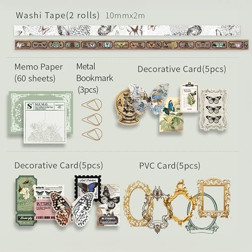 The AutoStory Enchanted Scrapbook Kit A6 Junk Journal Woodland Botanical Stickers Tree Decorative Papers Washi Tape DIY Craft Art Keepsake Memory Decor Gift Women Teens (Forest Legend, Green) - Image 5