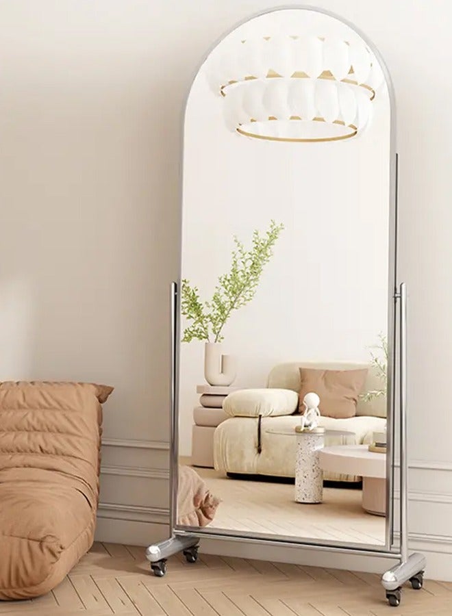 DubaiGallery Modern Full Length Mirror Standing Hanging or Leaning Against Wall Floor Mirror Dressing Mirror Wall-Mounted Mirror Aluminum Alloy Thin Frame White  - Image 1