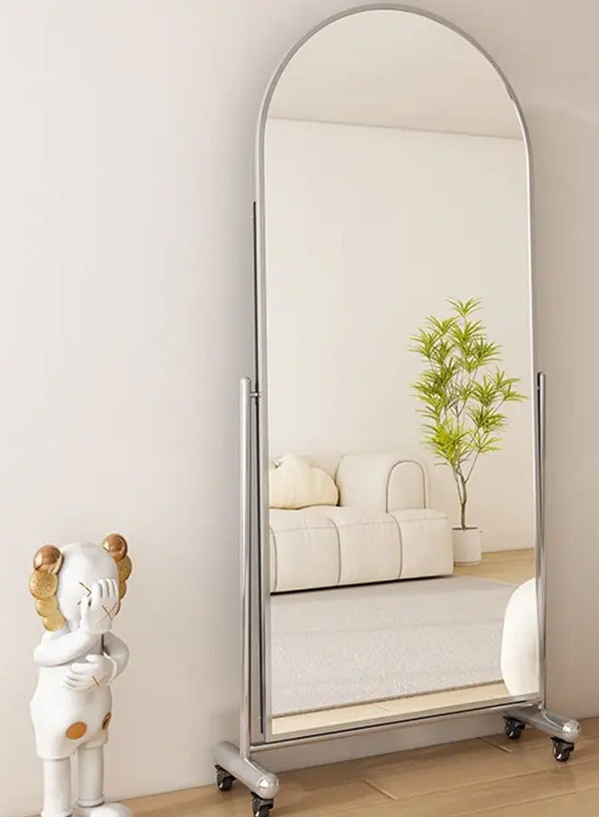 DubaiGallery Modern Full Length Mirror Standing Hanging or Leaning Against Wall Floor Mirror Dressing Mirror Wall-Mounted Mirror Aluminum Alloy Thin Frame White  - Image 2
