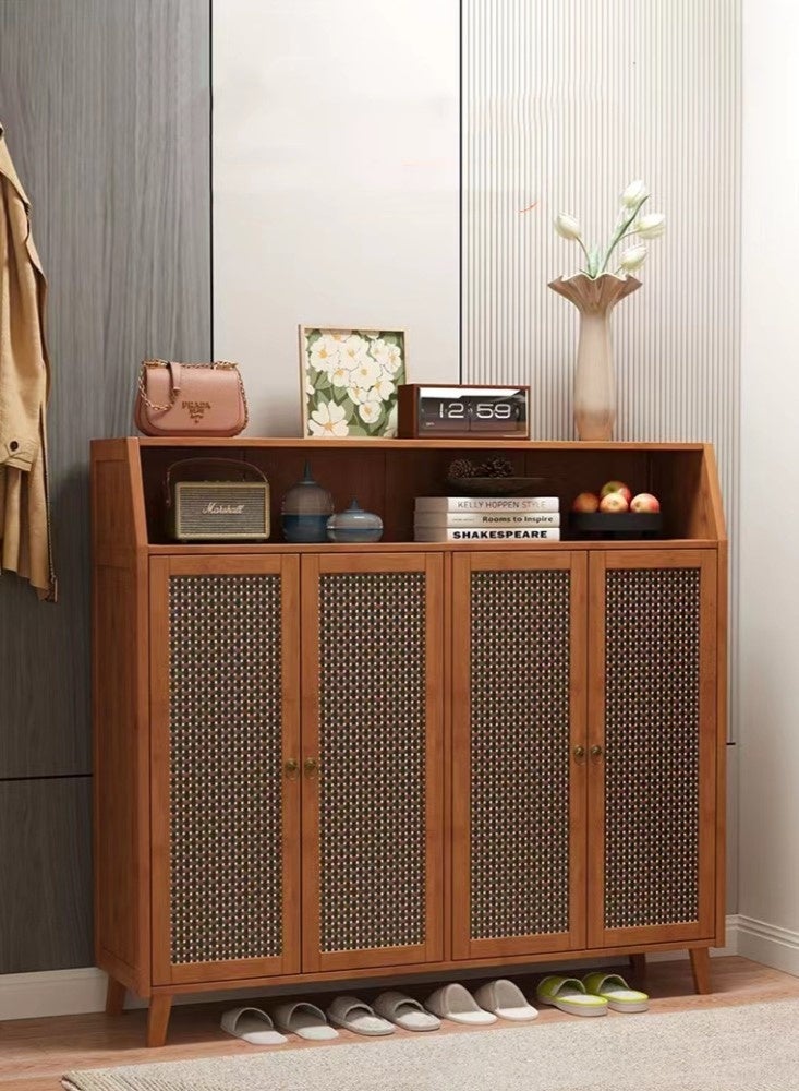 Kutis 5-Tier Shoe Cabinet Shoe Storage Rack Organizer with Doors MDF Board/Bamboo Brown 118x31x100 cm - Image 2