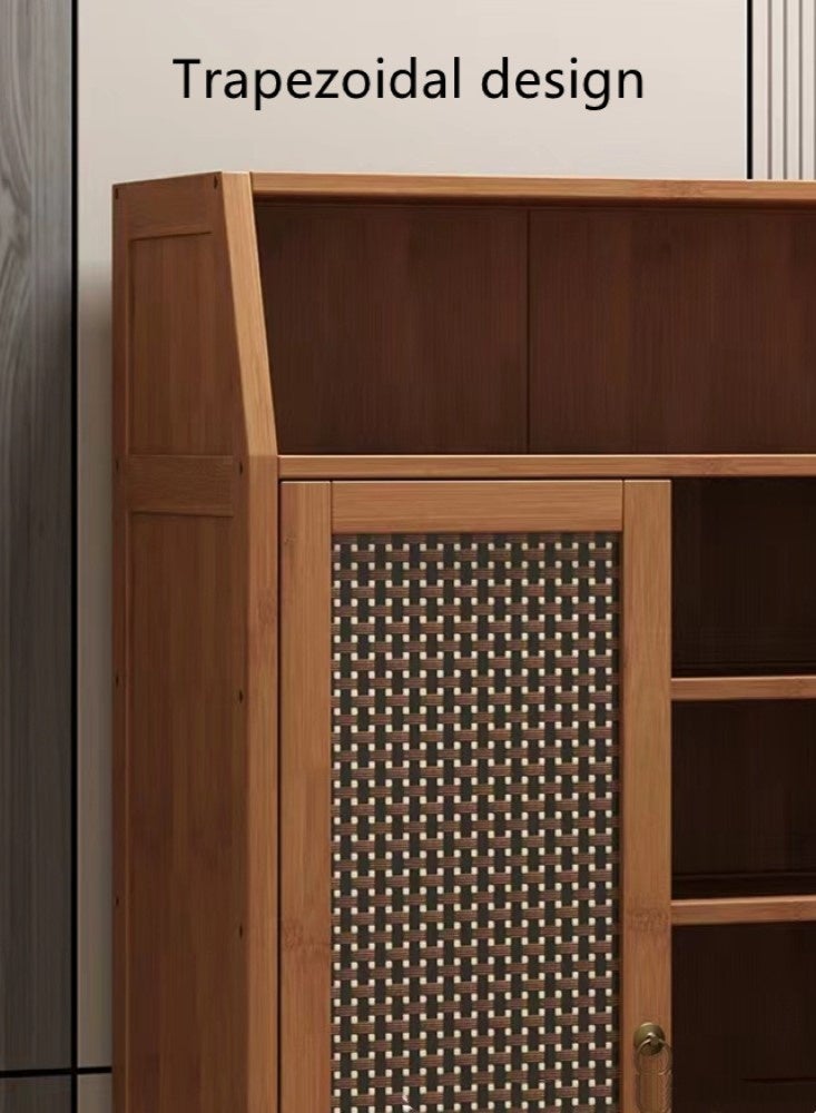 Kutis 5-Tier Shoe Cabinet Shoe Storage Rack Organizer with Doors MDF Board/Bamboo Brown 118x31x100 cm - Image 3