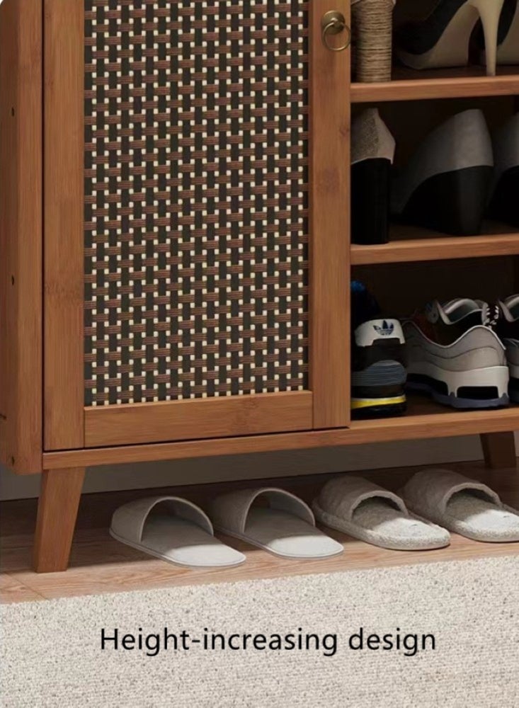 Kutis 5-Tier Shoe Cabinet Shoe Storage Rack Organizer with Doors MDF Board/Bamboo Brown 118x31x100 cm - Image 4