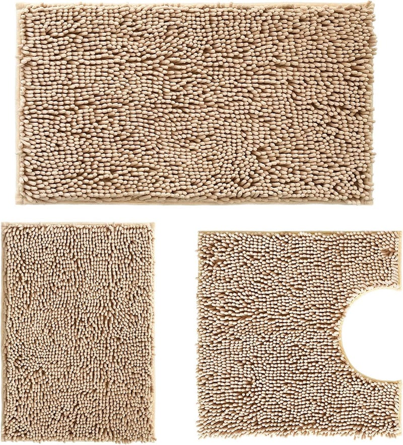 THMINS U-Shaped Toilet Bath Mat Sets 3 Piece, Non Slip, Extra Absorbent, Bathroom Rugs and Mats Sets, Soft & Dry Bath Rug/Mat Sets for Bathroom Washable Carpets Set - Image 1