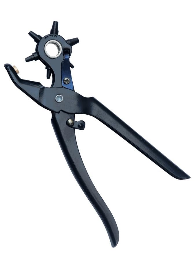 Caneuf Caneuf Heavy Duty Rotary Puncher Punch Round Hole Plier Hand Tool Metal Revolving PuncherPunching Machine for Leather Belts Watch Bands Bag Straps Dog Collars Saddles Shoes Fabric Style 01  - Image 1