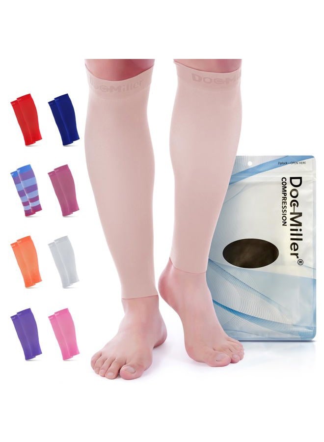 Doc Miller Premium Calf Compression Sleeve 1 Pair 20-30mmHg Strong Calf Support Fashionable Colors Graduated Pressure for Sports Running Muscle Recovery Shin Splints Varicose Veins (Skin/Nude, Large) - Image 1