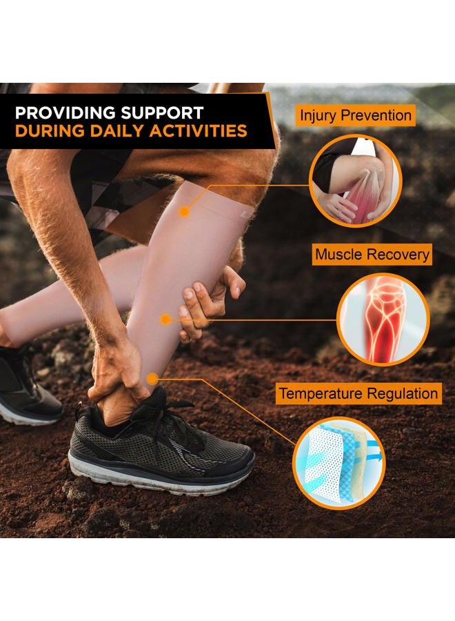 Doc Miller Premium Calf Compression Sleeve 1 Pair 20-30mmHg Strong Calf Support Fashionable Colors Graduated Pressure for Sports Running Muscle Recovery Shin Splints Varicose Veins (Skin/Nude, Large) - Image 4