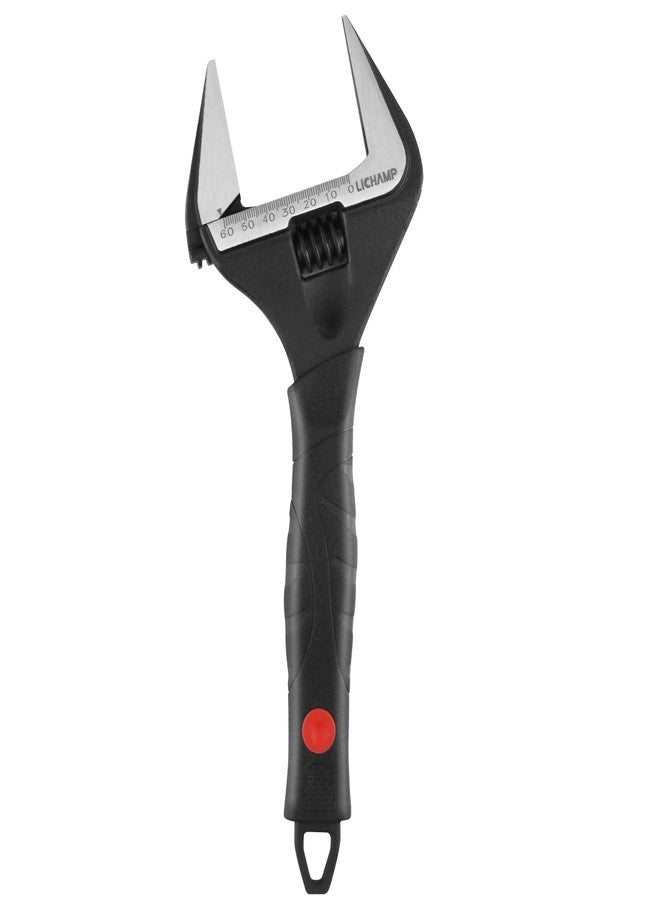 Lichamp مفتاح ربط قصير قابل للتعديل بعرض 12 بوصة مع فتحة فك 60 مم من Lichamp للسباكة والسيارات والصناعة، لون أسود - Image 1